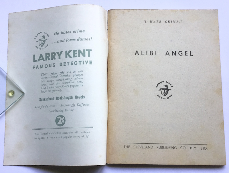 Larry Kent Alibi Angel Australian Detective paperback book No592